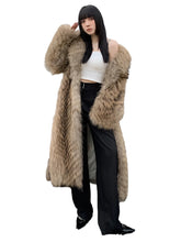 Load image into Gallery viewer, Brown Ribbed Design Fur Coat
