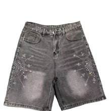Load image into Gallery viewer, Black Crystal Star Denim Shorts
