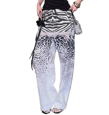 Blue Leopard Zebra Denim Jeans