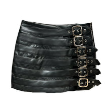 Load image into Gallery viewer, Multi-Buckle Leather Mini Skirt
