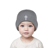Load image into Gallery viewer, Cross Embroidered Knit Hat Set
