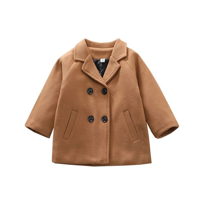 Tan Double-Breasted Coat | Modern Baby Las Vegas