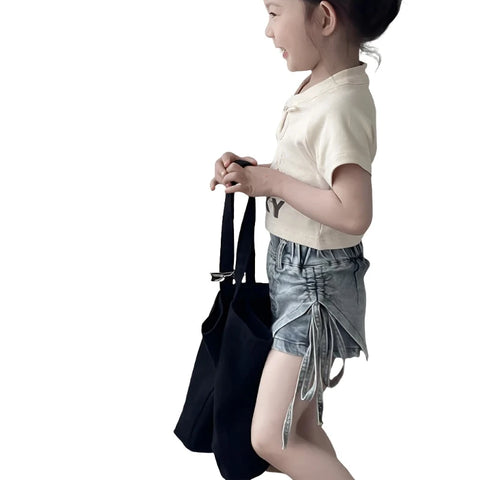 Irregular Gray Denim Skort-Modern Baby Las Vegas