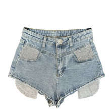 Load image into Gallery viewer, Pop Out Mesh Crystal Denim Shorts
