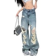 Load image into Gallery viewer, Y2K Ripped Baggy Denim Jeans
