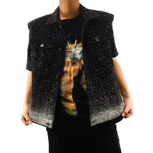 Load image into Gallery viewer, Silver Studded Denim Vest
