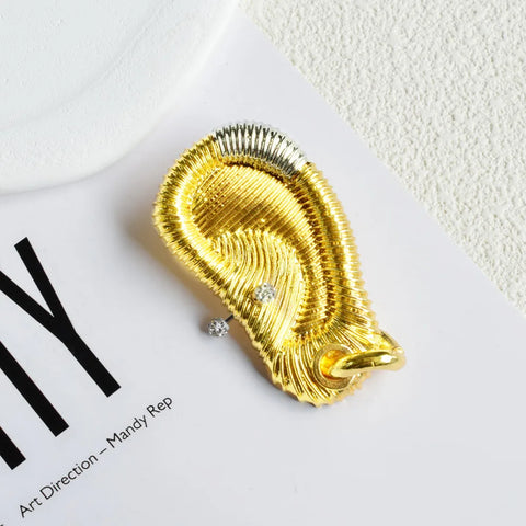 Metal Golden Plated Ear Shaped Dangle Earrings-Modern Baby Las Vegas