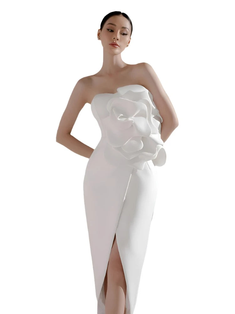 vegas midi dress 3D Flower Midi Dress