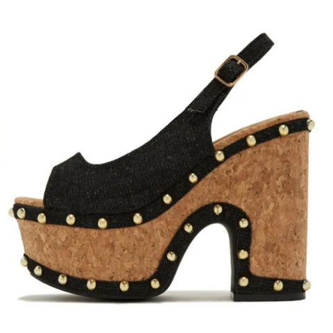 Denim Rivet Slingback Sandals-Modern Baby Las Vegas