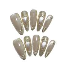 Load image into Gallery viewer, 10pc Long Metal Press On Nails
