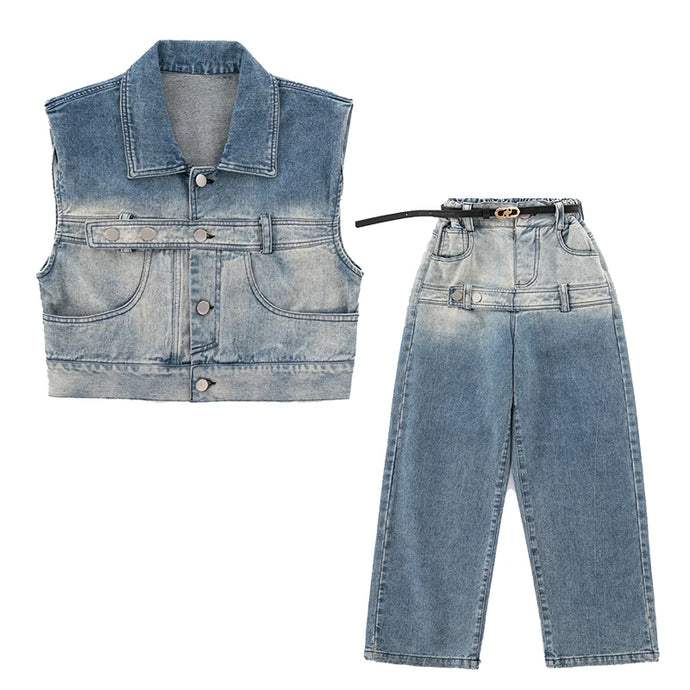 Buckle Patch Ombre Denim Set | Modern Baby Las Vegas