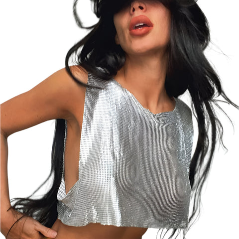Metallic Crop Tank Top-Modern Baby Las Vegas