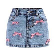 Load image into Gallery viewer, Pink Ribbon Denim Skirt

