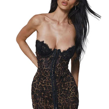 Load image into Gallery viewer, Leopard Patch Lace Mini Dress
