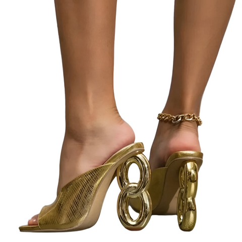 Chain Link Heel Sandals-Modern Baby Las Vegas