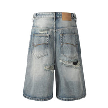 Load image into Gallery viewer, Long Ripped-Knee Denim Shorts
