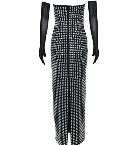 Full Crystal Dress With Gloves-Modern Baby Las Vegas