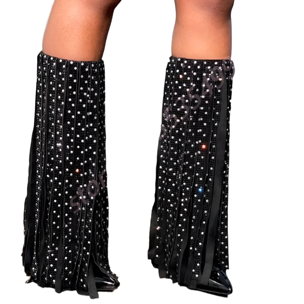 Speckled Tassel Crystal Fringe Boots