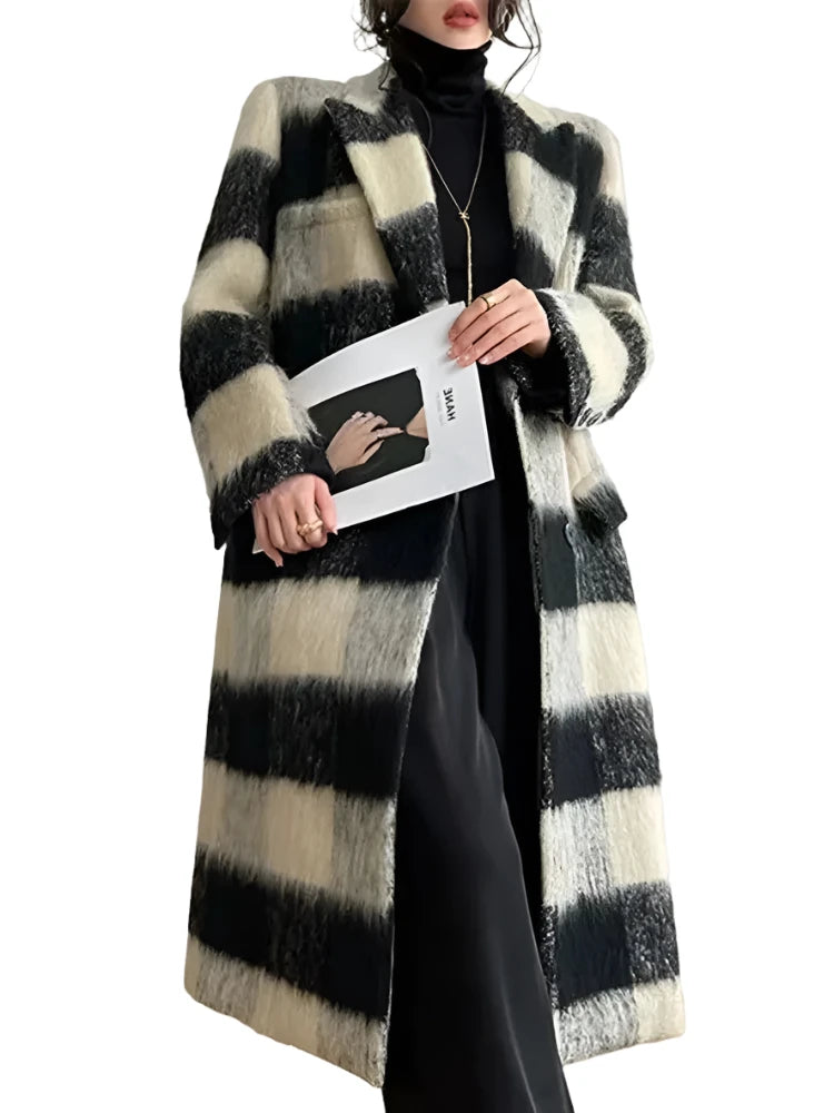 Retro Plaid Wool Coat