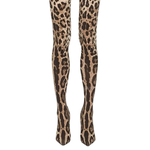 Leopard Over The Knee Sock Boots