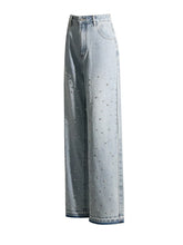 Load image into Gallery viewer, Wide-Leg S- MOdern Baby Las Vegas- peckled Crystal Denim Jeans
