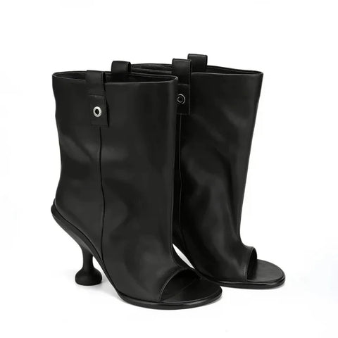 Open-Toe Irregular Booties