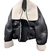 Load image into Gallery viewer, Black And White Quilted Puffer Coat
