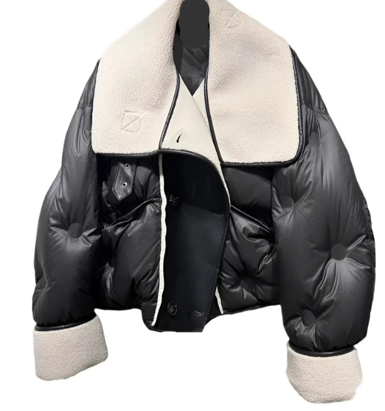 Black And White Quilted Puffer Coat