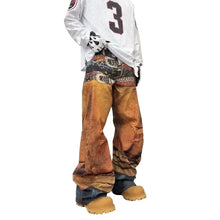 Load image into Gallery viewer, Digital Print Multi-Belt Denim Jeans
