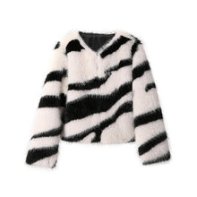 Load image into Gallery viewer, Short Zebra Fur Coat
