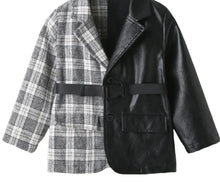 Load image into Gallery viewer, Patch Leather Plaid Jacket
