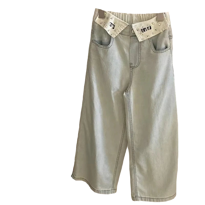Crystal Folded Denim Jeans