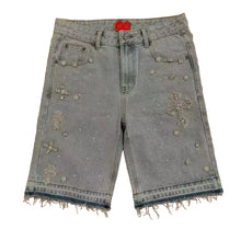 Load image into Gallery viewer, Crystal Cross Denim Shorts-Modern Baby Las Vegas
