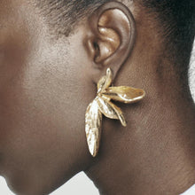 Load image into Gallery viewer, Textured Flower Leaf Earrings
