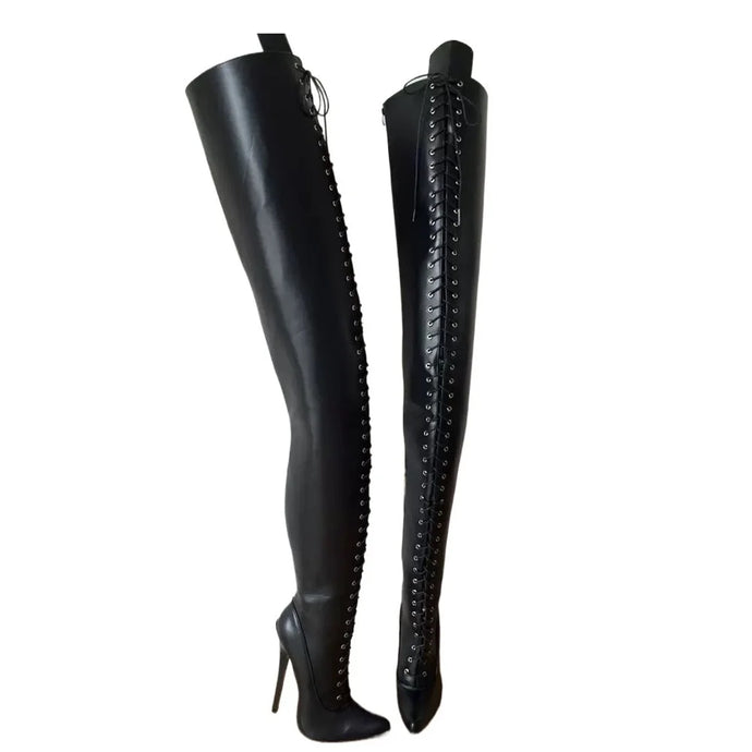 Over The Knee Lace Up Boots-Modern Baby Las Vegas