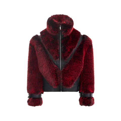 Patch Leather Fur Coat-Modern Baby Las Vegas