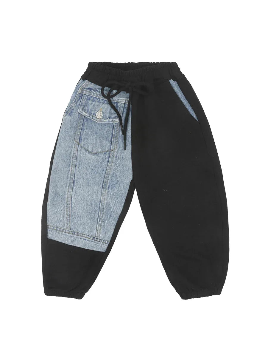 Patch Denim Sweatpants