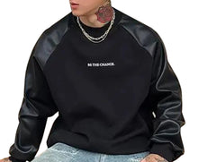 Load image into Gallery viewer, Leather Sleeve Sweatshirt
