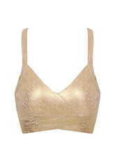 Load image into Gallery viewer, Gold Metallic Bandage Crop Top
