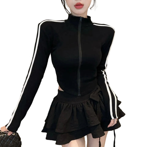 Striped Zipper Jacket