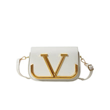 Load image into Gallery viewer, Gold Metal Leather Crossbody Handbag
