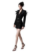 Load image into Gallery viewer, Lace Patch 3D Flutter Blazer Dress
