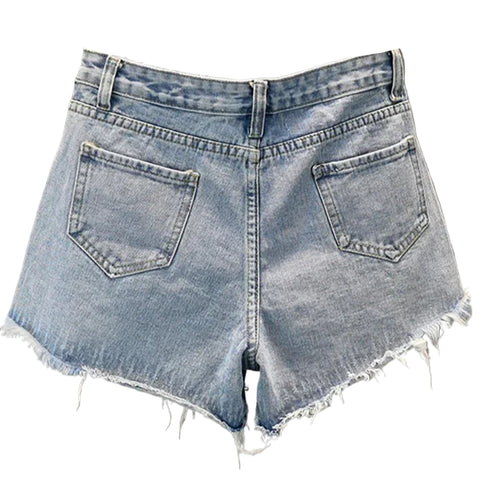 Distressed Crystal Pocket Denim Shorts-Modern Baby Las Vegas