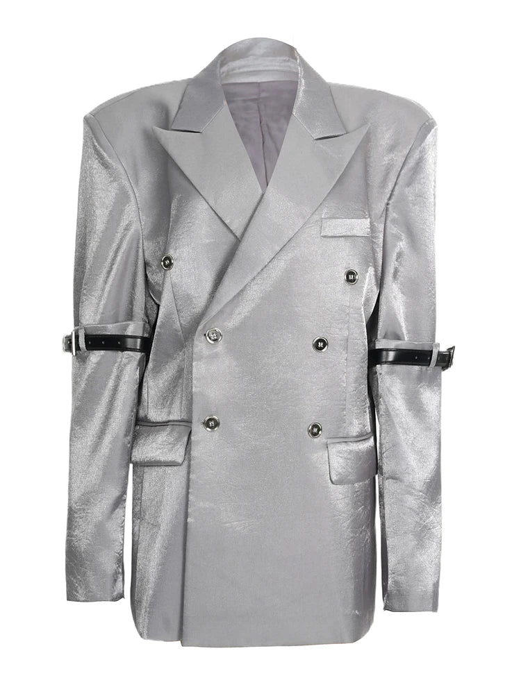 Silver Shiny Blazer Jacket