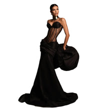 Load image into Gallery viewer, Off Shoulder Couture Mesh Patch Dress
