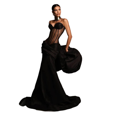 Off Shoulder Couture Mesh Patch Dress