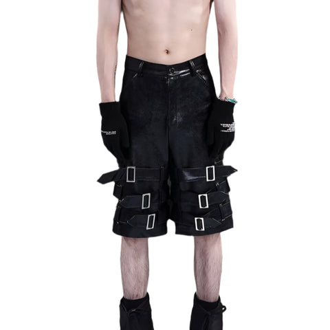Buckle Bottom Leather Shorts-Modern Baby Las Vegas