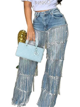 Load image into Gallery viewer, Sequin Tassel Denim Jeans
