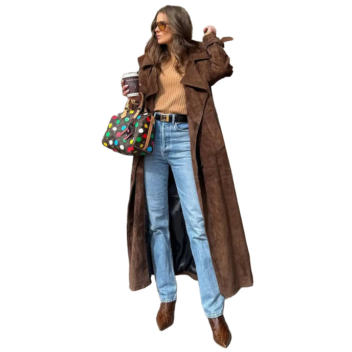Brown Suede Trench Coat-Modern Baby Las Vegas