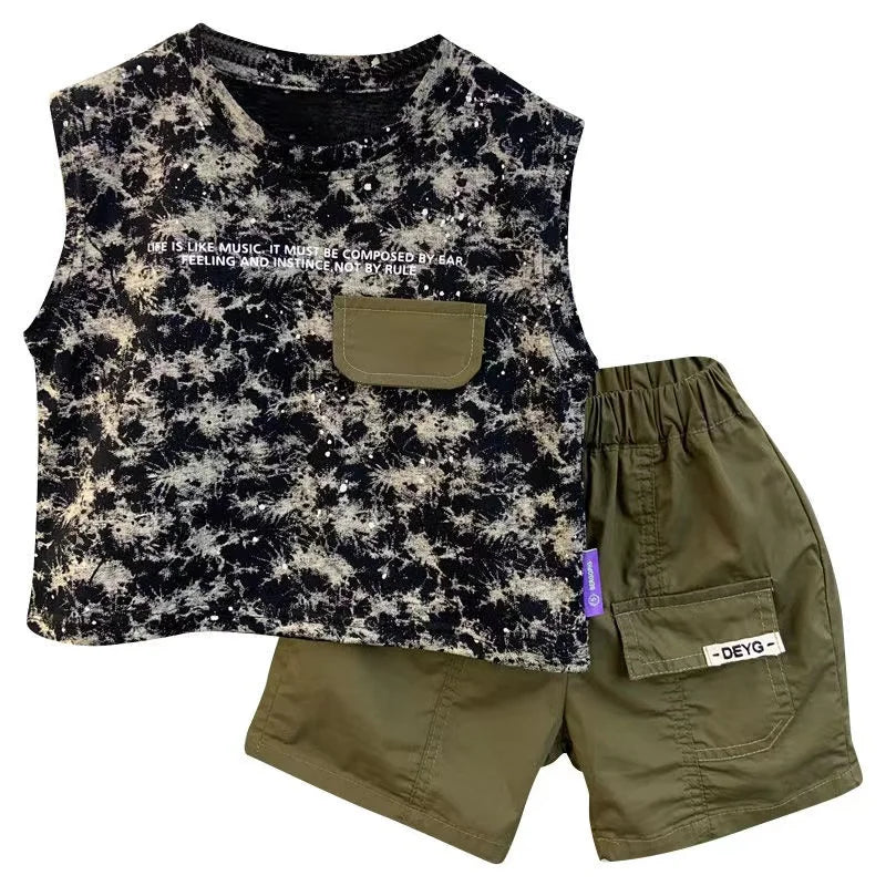 Green Tie-Dye Pocket Short Set